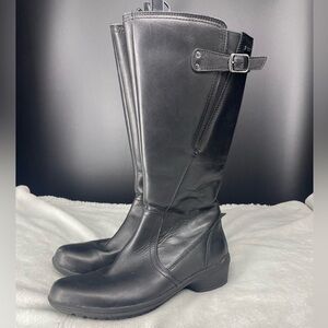 Rockport Cobb Hill Rayna Rain Boot Women’s 6 Black Leather Winter Hydroshield